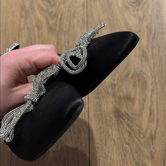 BCBG black crystal bow wrap heels - Picture 8 of 9